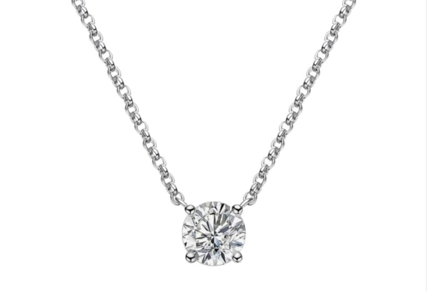 ciondolo punto luce certificato HRD in oro bianco e diamante naturale 0,39ct