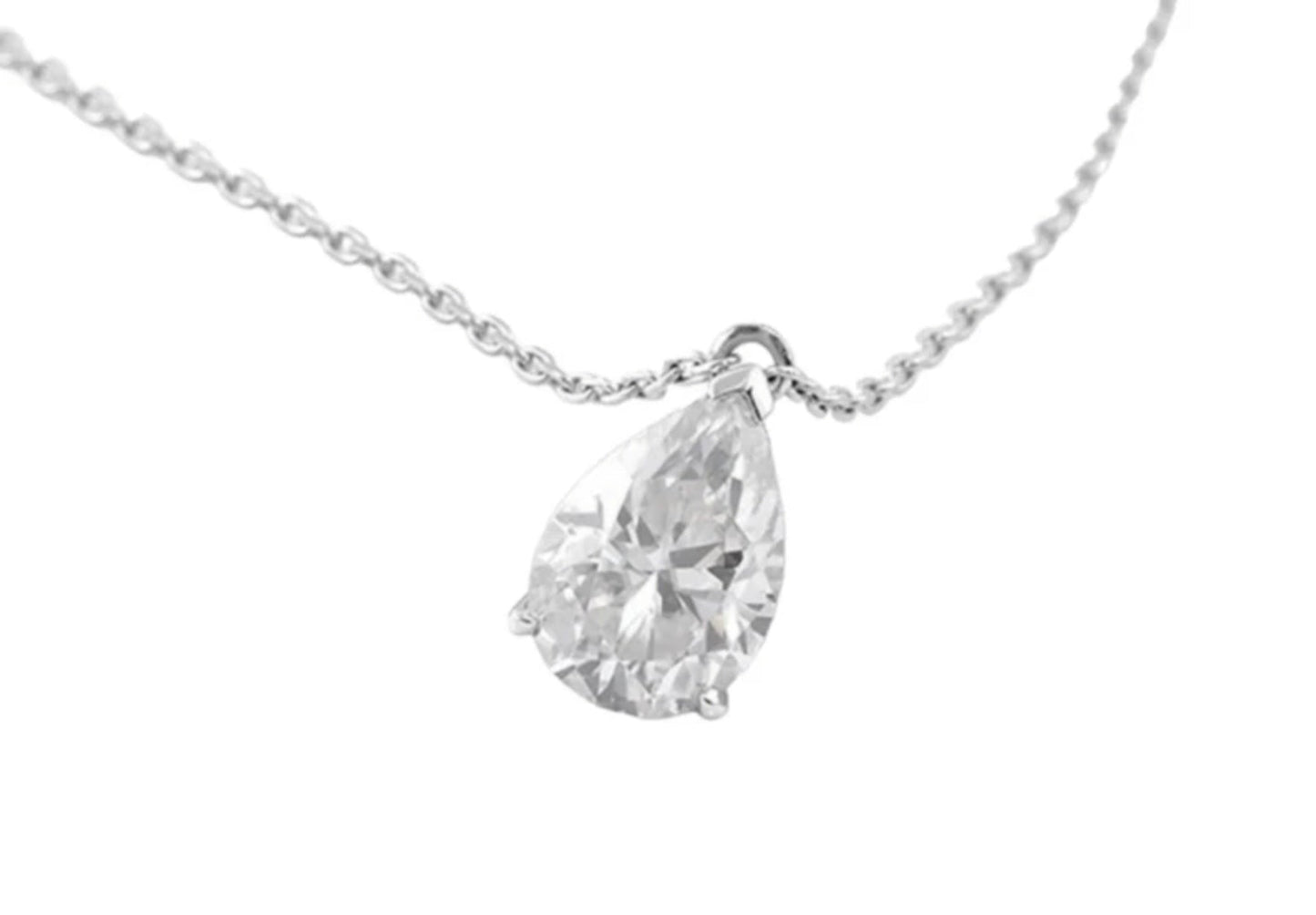 ciondolo punto luce taglio gocce certificato HRD in oro bianco e diamante naturale 0,20ct
