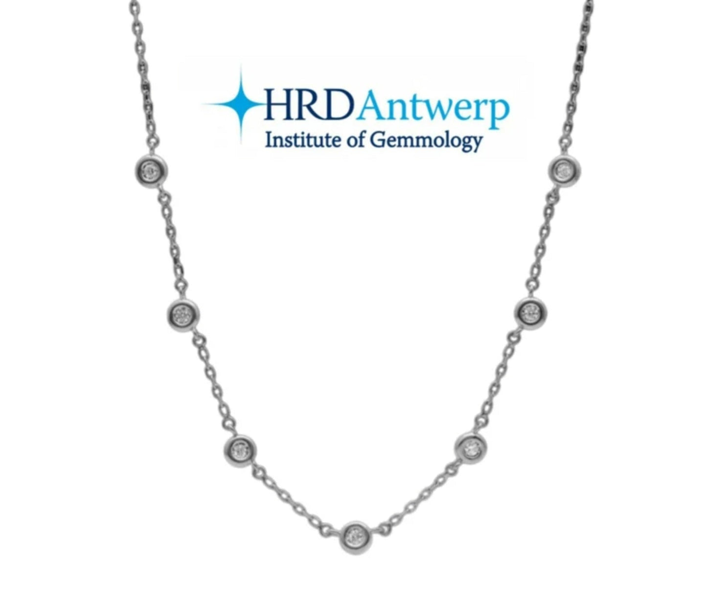 collana certificato HRD IN oro bianco con 7 diamanti naturali 0,77 ct