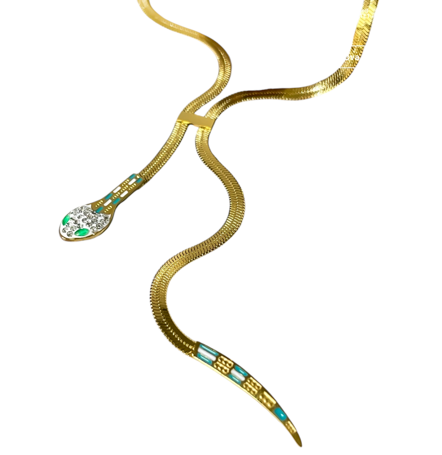collana pendente serpente in oro giallo con diamanti naturali e smeraldo