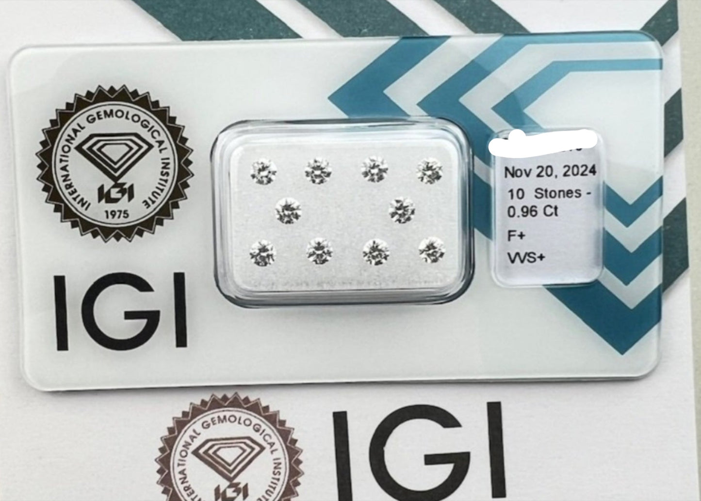 10 pezzi diamanti naturali certificato IGI 0.96ct F VVS1
