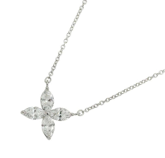 Collana in oro bianco 18k e diamanti naturali marquise 1.20ct