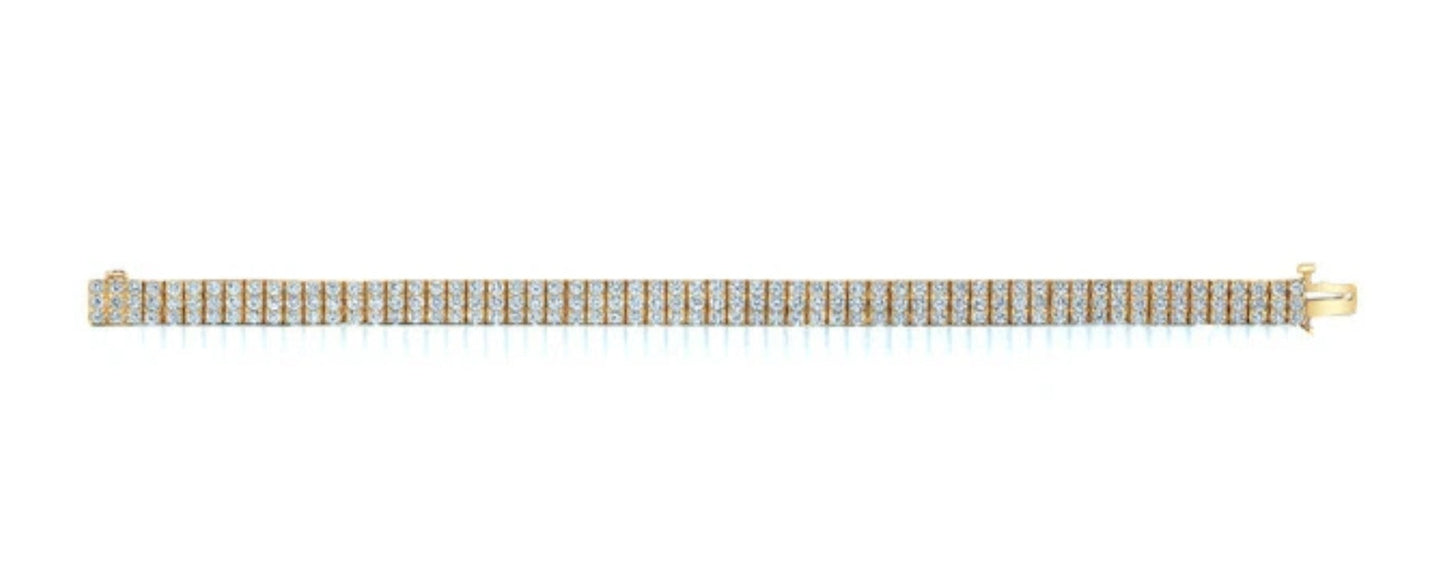 Bracciale tennis in 3 Fila diamante naturale Taglio Rotondo 6.72CT