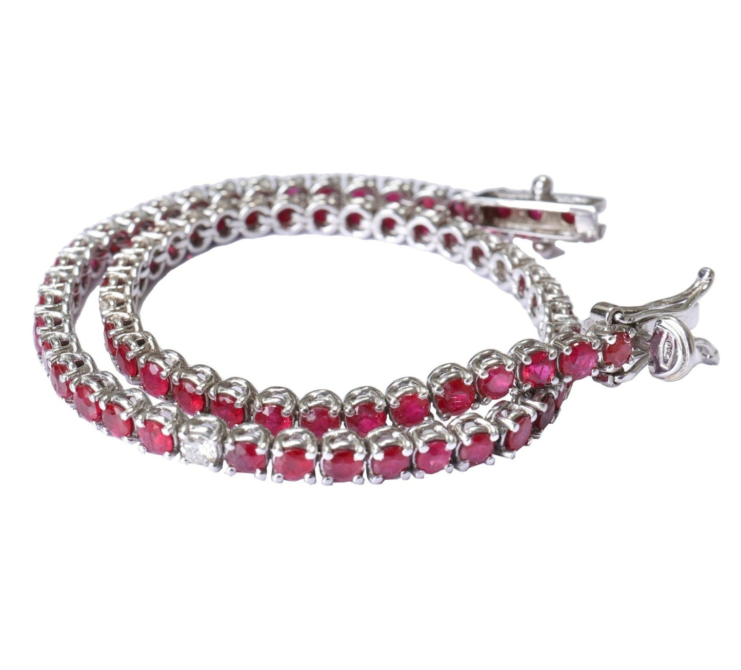 (Copia) Bracciale - 18 carati Oro bianco - 6.68ct. tw. Rubino - Diamante