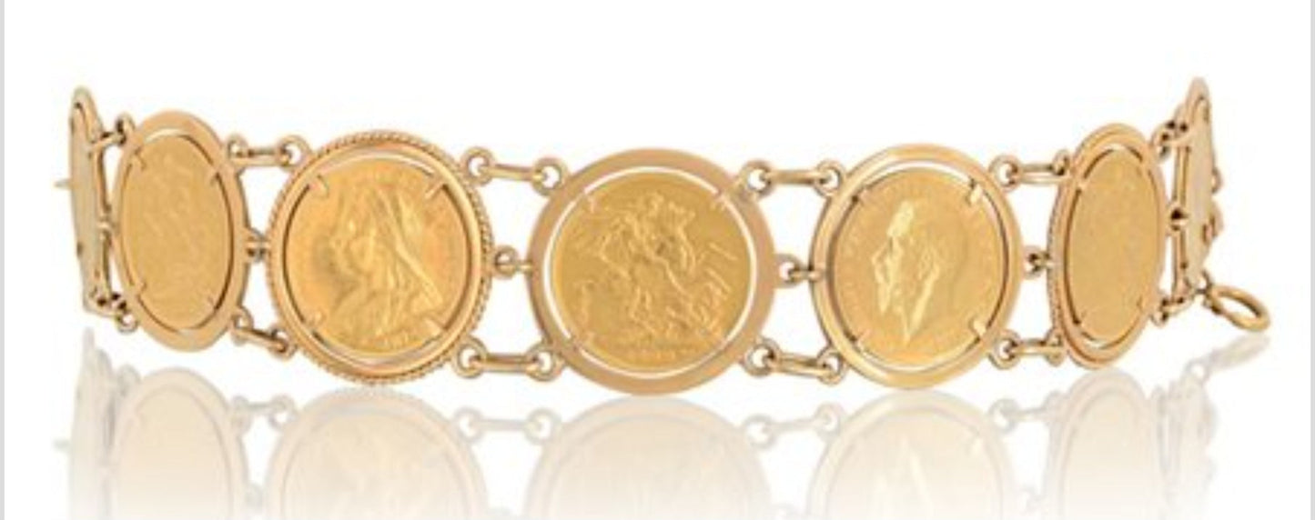 Bracciale in oro giallo con 7 sterline 22k