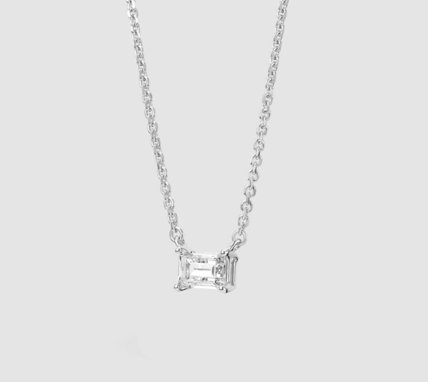 Collana punto luce in oro e diamante naturale smeraldo 0.45ct