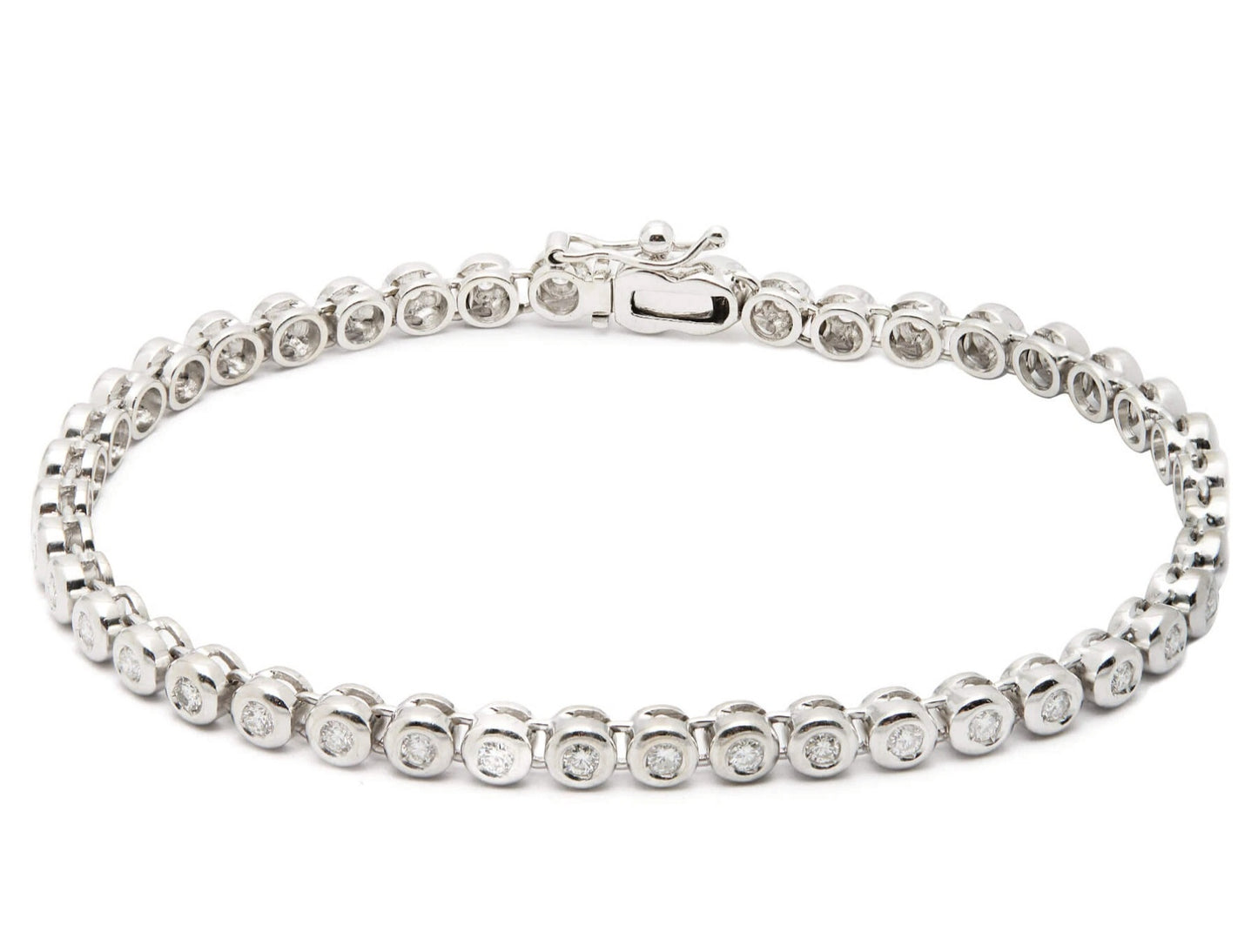 bracciale tennis a cipollina in oro bianco 18k e diamanti naturali 3,80ct