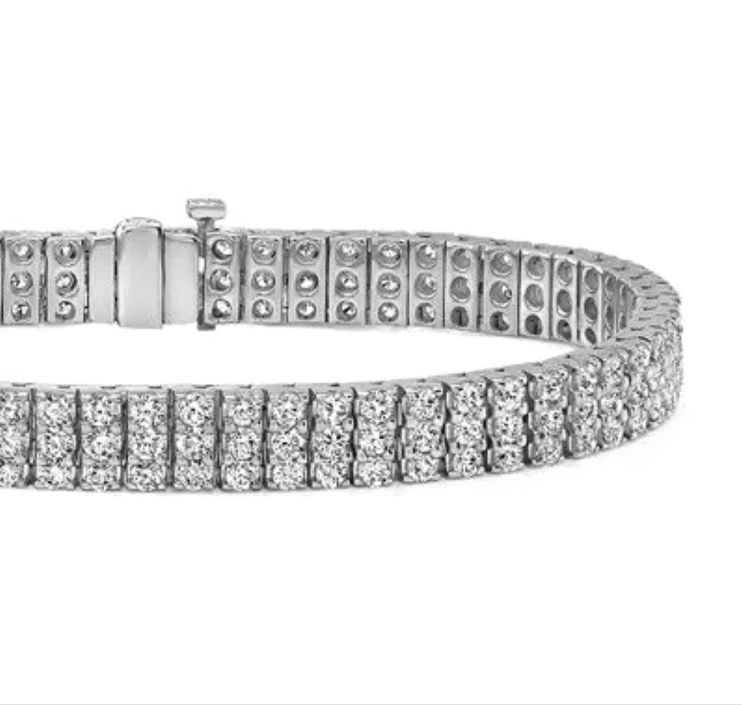 Bracciale tennis in 3 Fila diamante naturale Taglio Rotondo 6.72CT