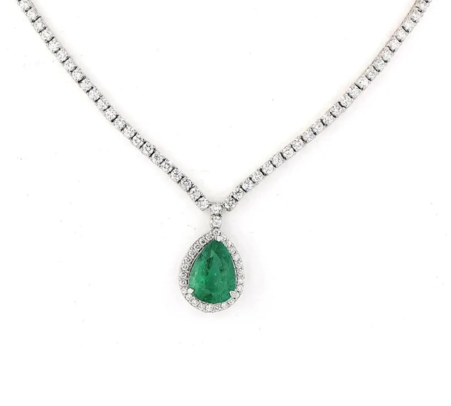 Collana tennis in oro e smeraldo e diamanti naturali 8.44 ct