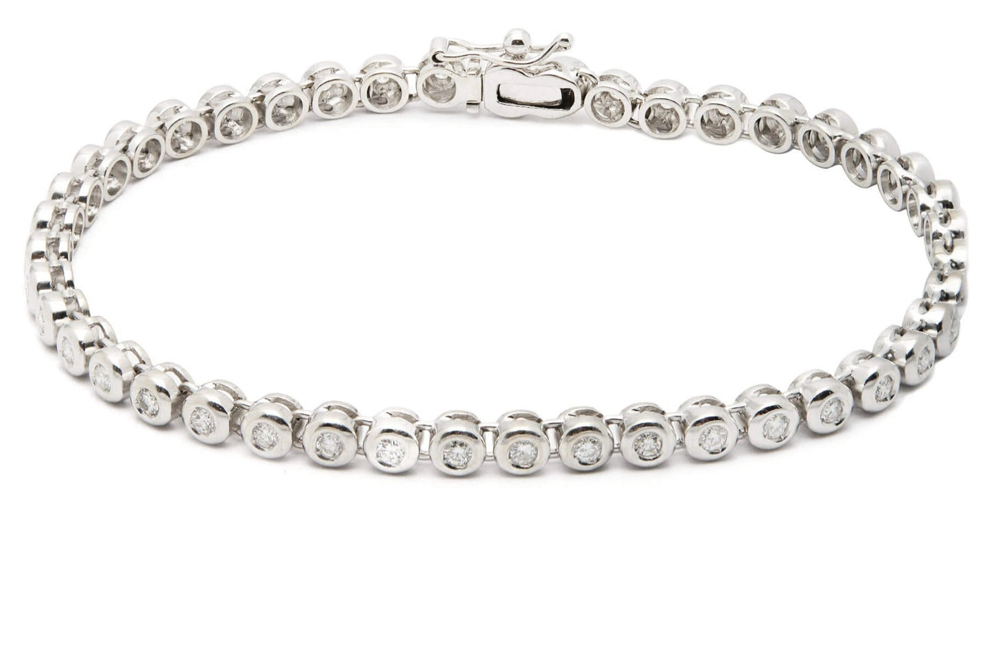 bracciale tennis a cipollina in oro bianco 18k e diamanti naturali 3,80ct