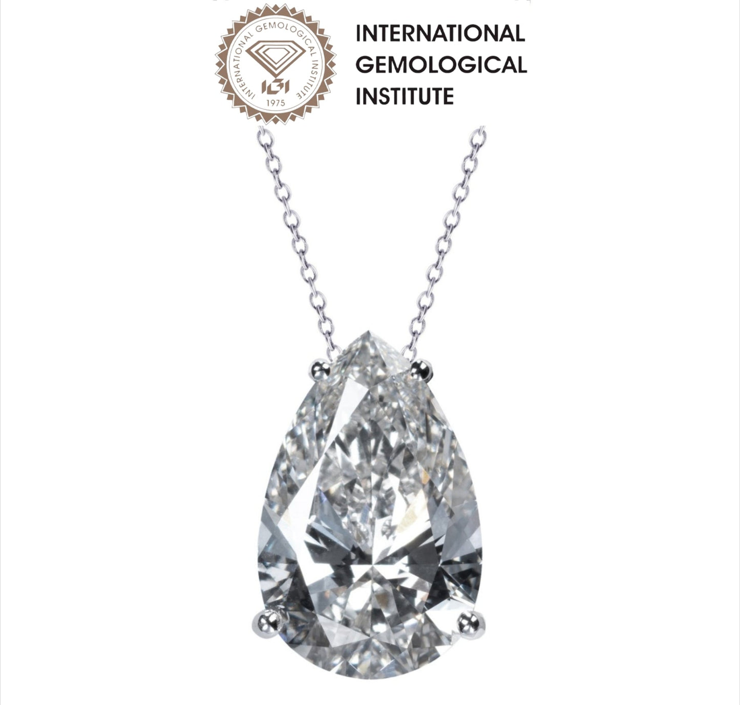 Collana in oro 18k e diamante naturale pera certificato IGI 1.00ct D IF
