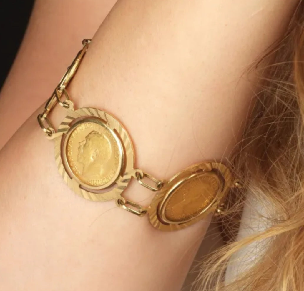 Bracciale in oro 22k con 5 sterline oro