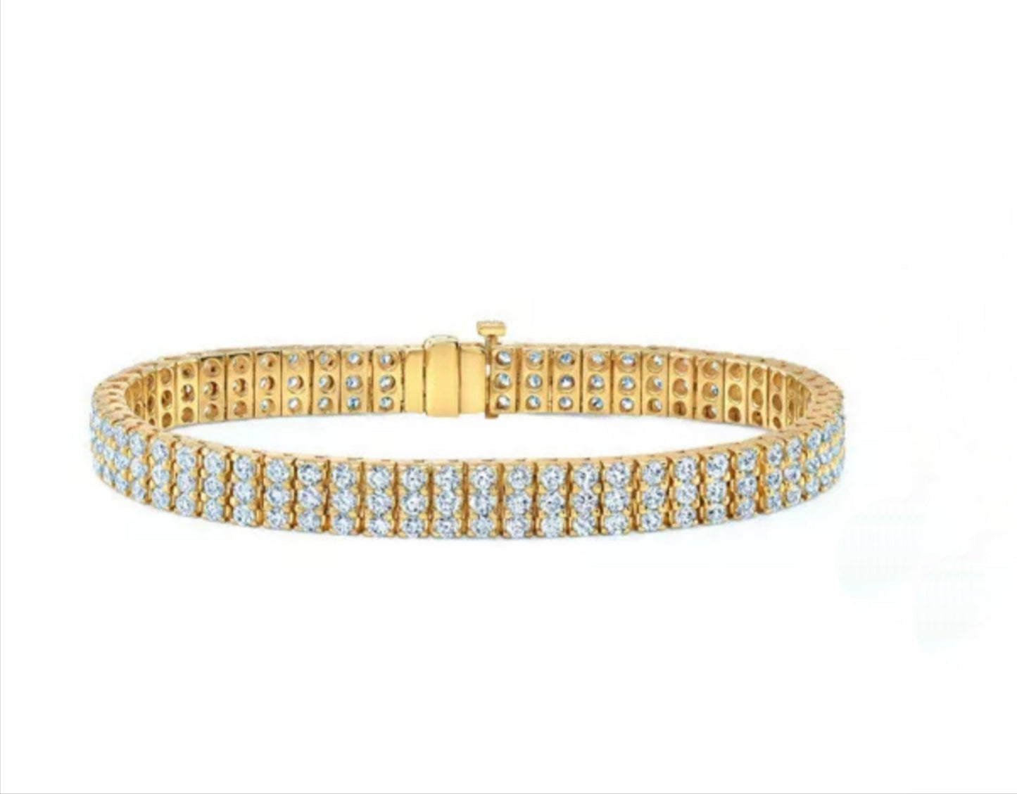 Bracciale tennis in 3 Fila diamante naturale Taglio Rotondo 6.72CT