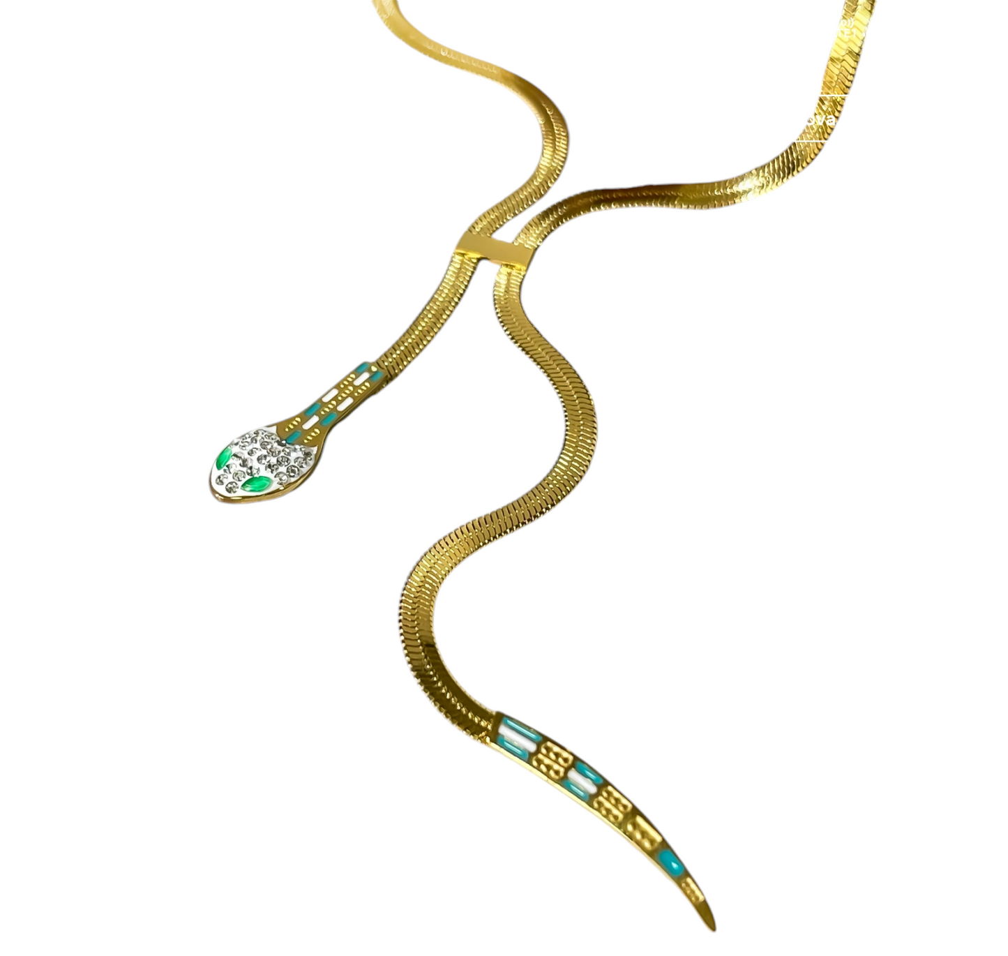 collana pendente serpente in oro giallo con diamanti naturali e smeraldo