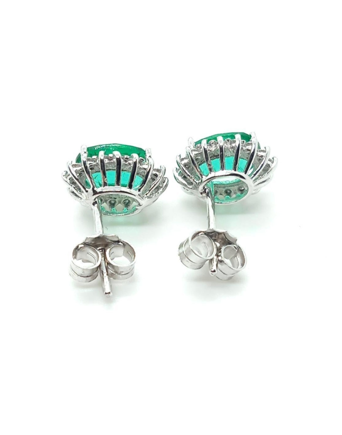 Orecchini - 18 carati Oro bianco Smeraldo - Diamante