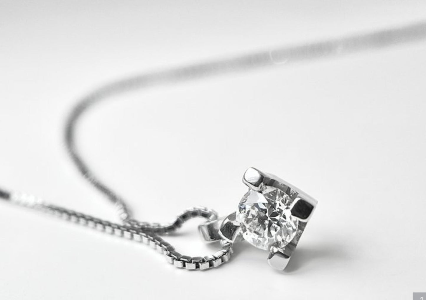 Collana con ciondolo -18 carati Oro bianco Diamante (Naturale) - Diamante 0.10ct