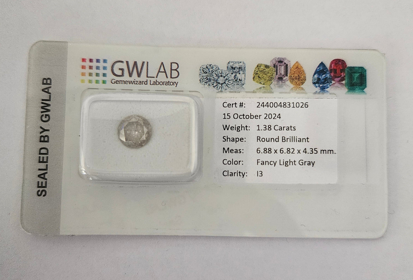 Diamante naturale certificato 1.38ct