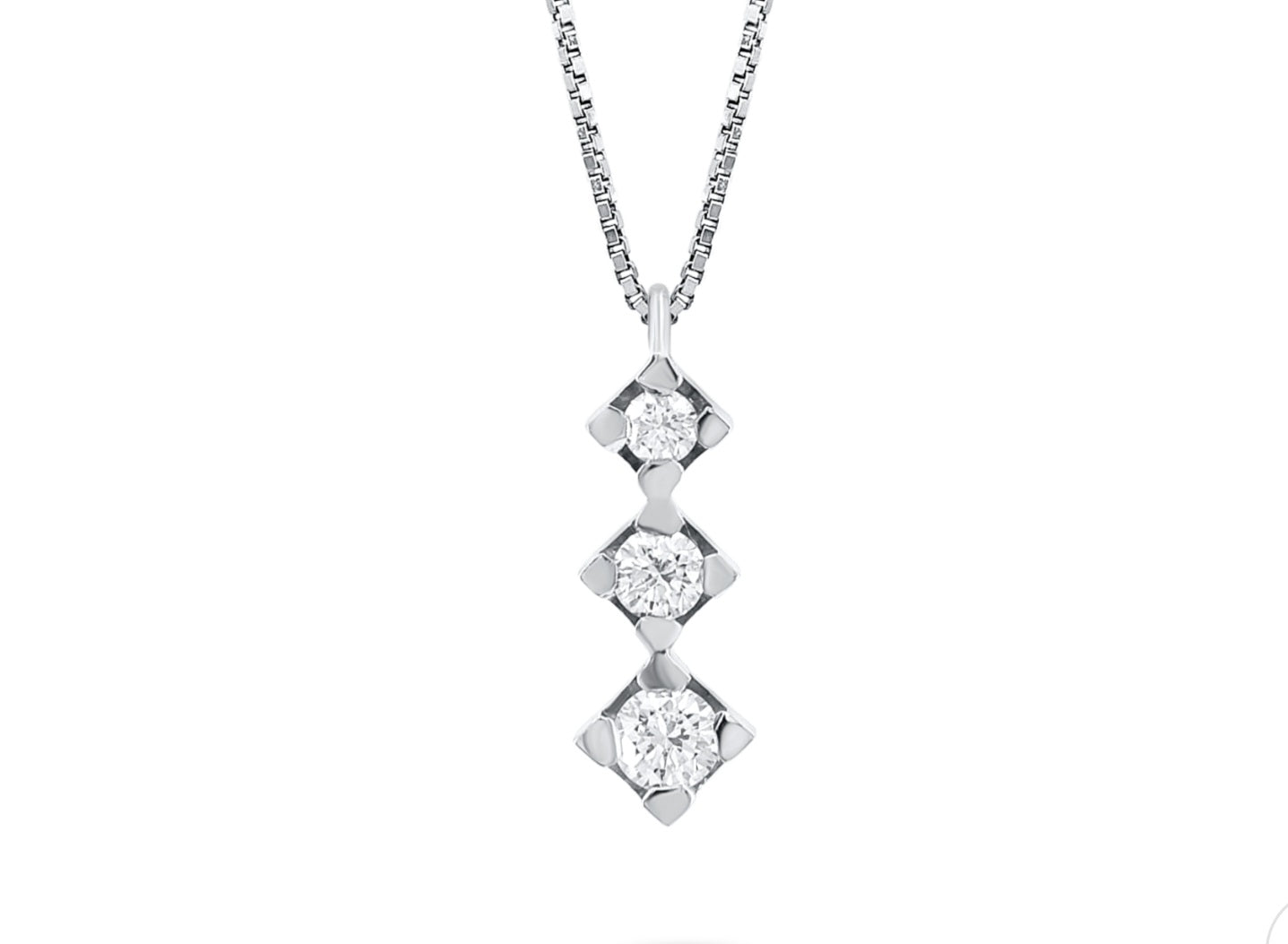 ciondolo trilogy in oro bianco 18k e 3 diamanti naturali 0,75ct