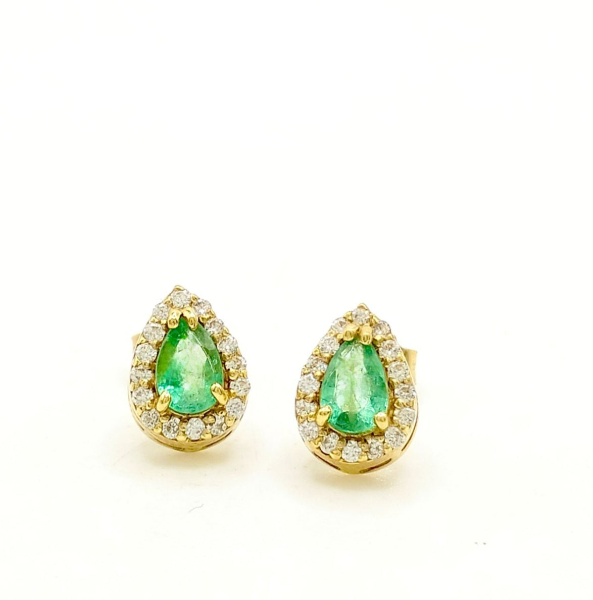 Orecchini - 18 carati Oro giallo Smeraldo - Diamante