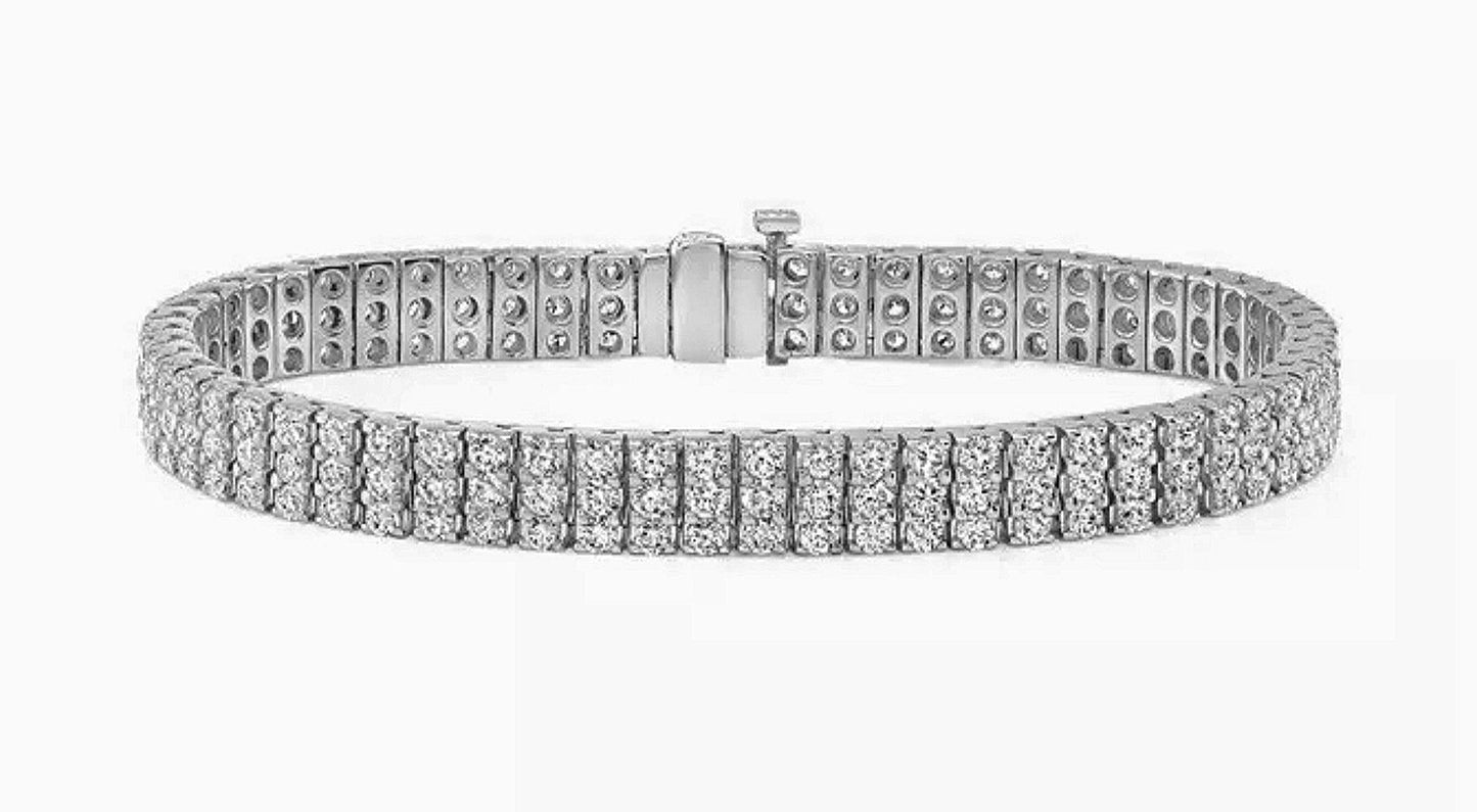 Bracciale tennis in 3 Fila diamante naturale Taglio Rotondo 6.72CT