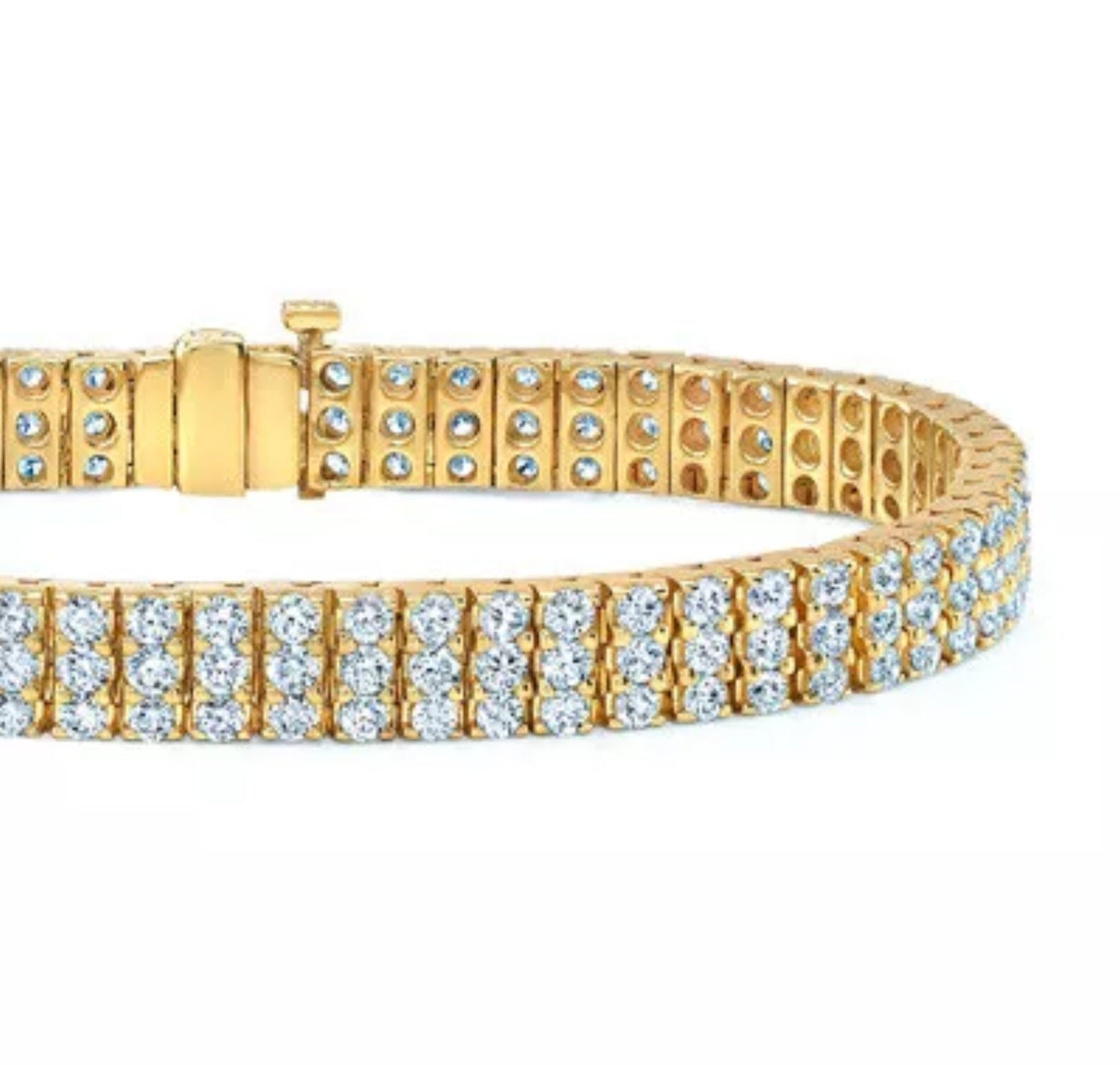 Bracciale tennis in 3 Fila diamante naturale Taglio Rotondo 6.72CT