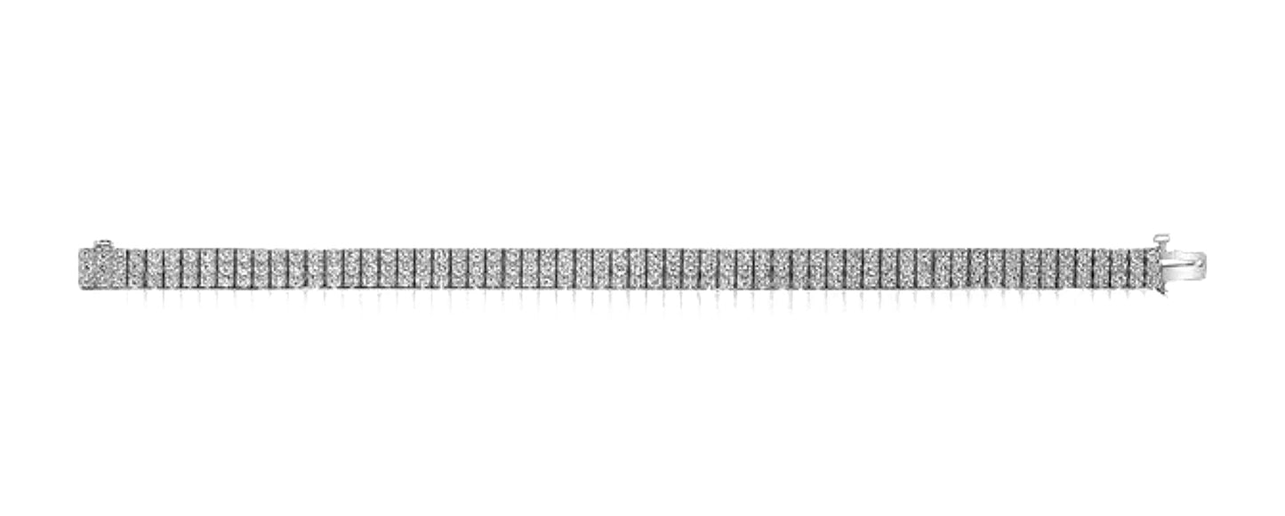 Bracciale tennis in 3 Fila diamante naturale Taglio Rotondo 6.72CT