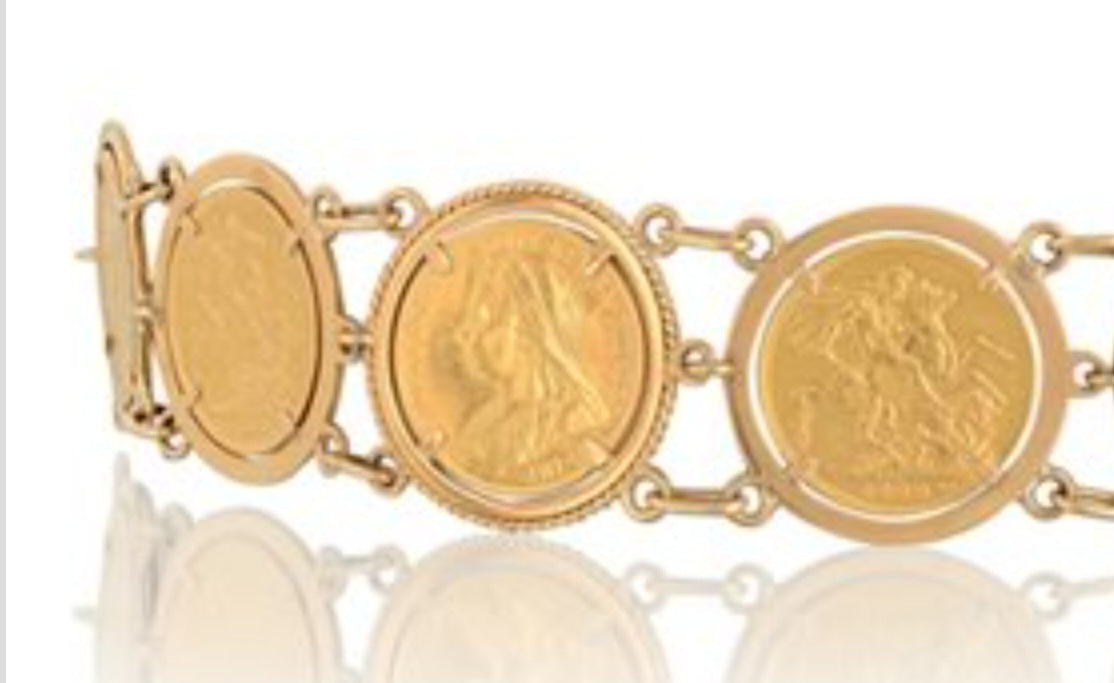 Bracciale in oro giallo con 7 sterline 22k