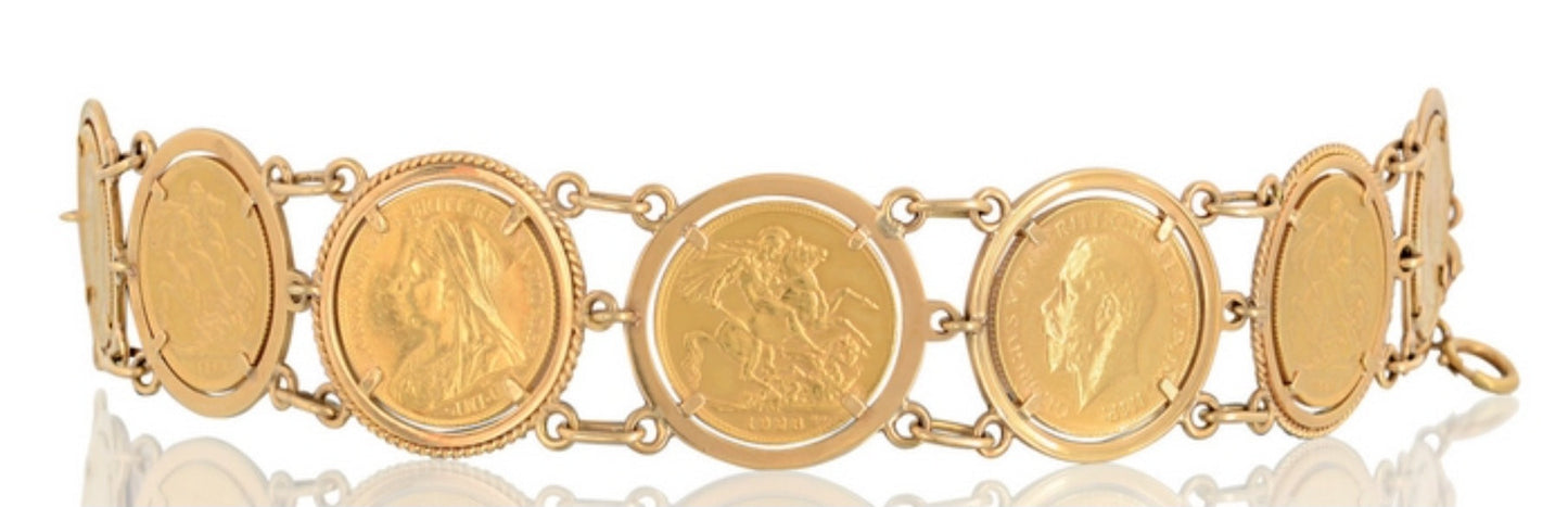 Bracciale in oro giallo con 7 sterline 22k