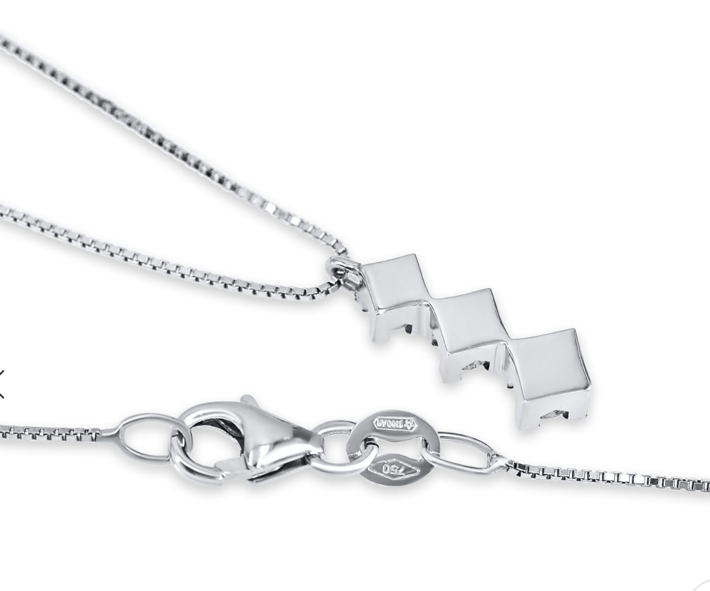 ciondolo trilogy in oro bianco 18k e 3 diamanti naturali 0,75ct