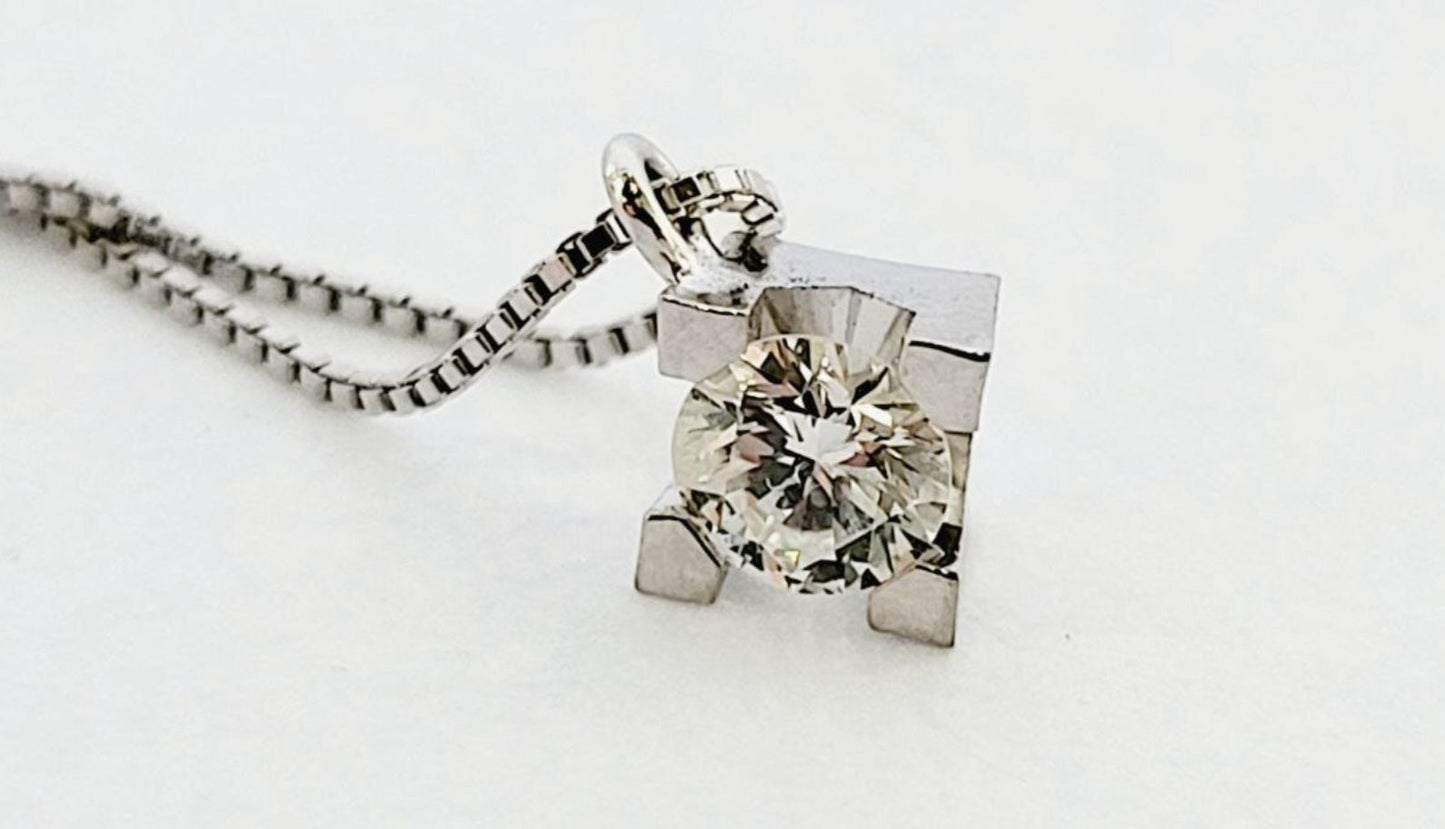 Collana con ciondolo -18 carati Oro bianco Diamante (Naturale) - Diamante 0.10ct