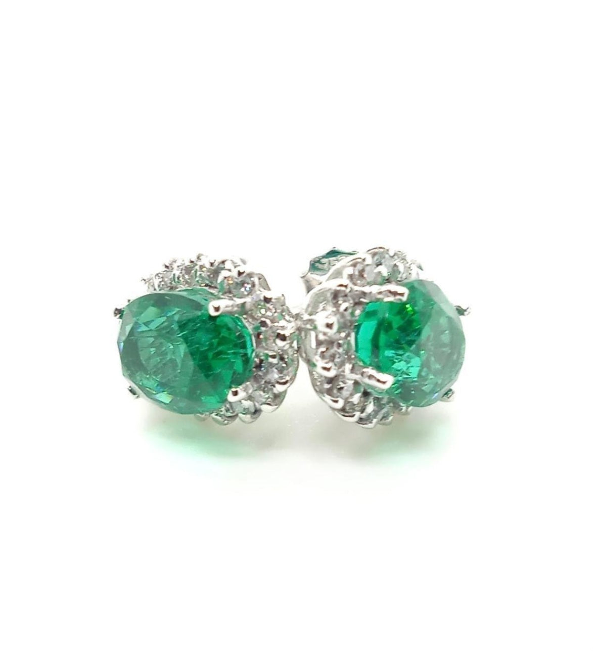Orecchini - 18 carati Oro bianco Smeraldo - Diamante