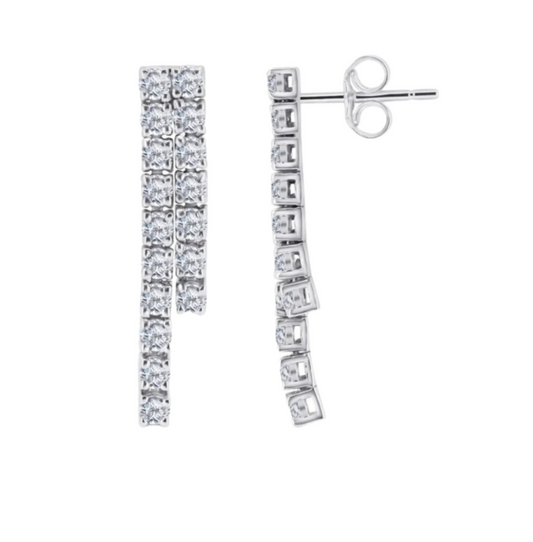 orecchini tennis in oro bianco 18k e 2 diamanti naturali 1,36ct