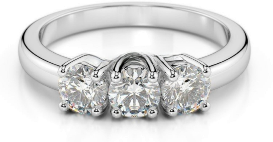 anello trilogy in oro bianco 18k con 3 diamanti naturali 1,50ct