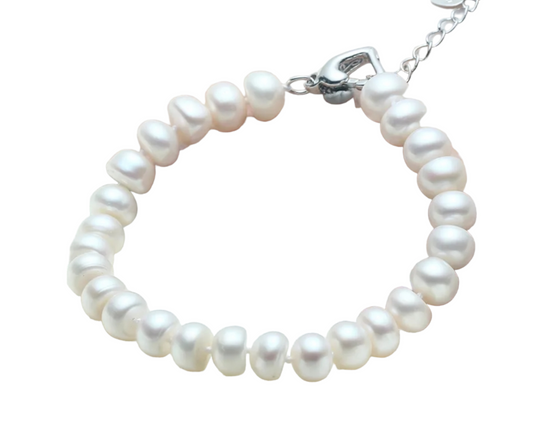 bracciale in oro bianco 18k con 1 fila di  perla naturale australiane 9mm