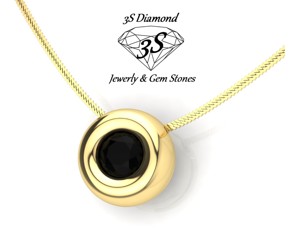 Ciondolo punto luce in oro giallo con diamante naturale nero 0,50 ct