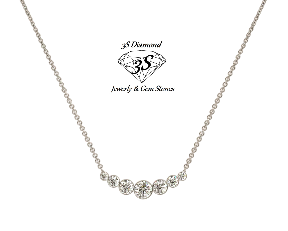 Collana in oro bianco con 7 diamanti naturali 0,88 ct