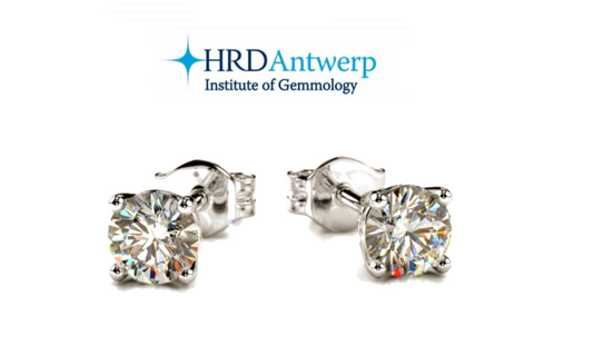 Orecchini punto luce certificato HRD in oro bianco 18k con 2 diamanti naturali 1,07 ct
