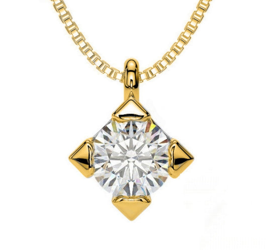 ciondolo punto luce quadrato in oro giallo 18k e diamanti naturale  0,25 ct