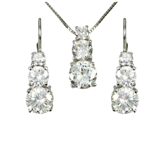 set completo trilogy ciondolo e orecchini punto luce in oro bianco 18k 750 e 9 diamanti naturali 2,10 ct E F