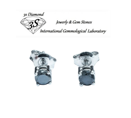 Orecchini punto luce con diamanti naturali neri 0.20 ct