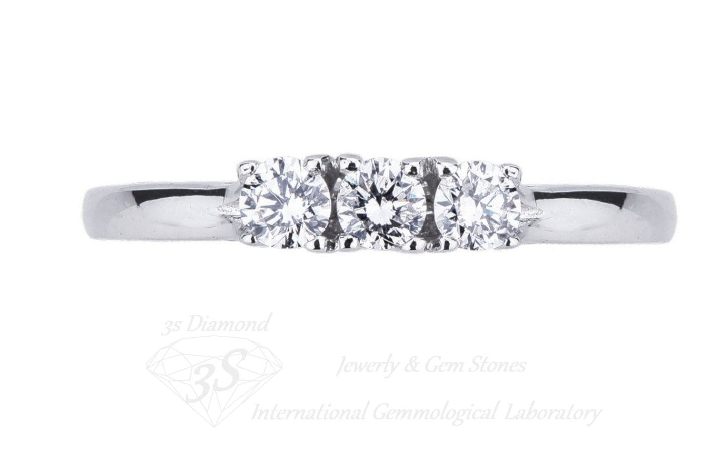 anello trilogy in oro bianco 18k e 3 diamanti naturali 0,45ct