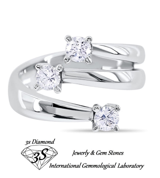 anello trilogy in oro bianco 18k e 3 diamanti naturali  0,75ct