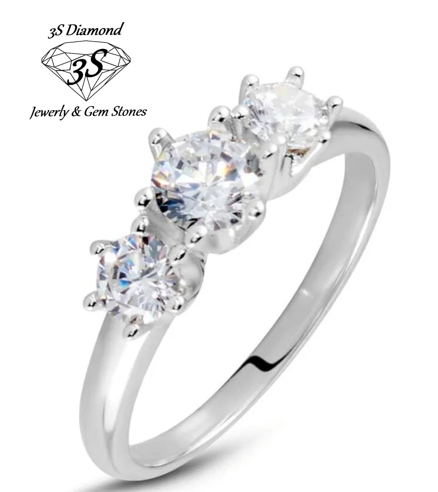 anello trilogy modello tifany oro bianco 18k con diamanti  0,90ct