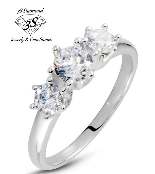 anello trilogy modello tifany oro bianco 18k con diamanti  0,90ct