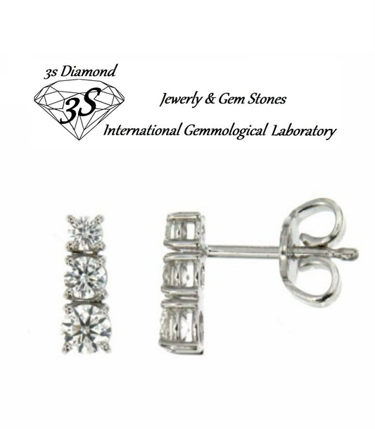 orecchini trilogy in oro bianco 18k e 6 diamanti naturali 1,30 ct