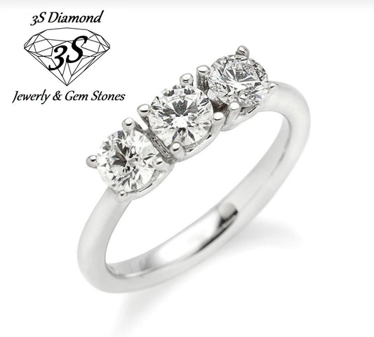 anello trilogy in oro bianco 18k con  3 diamanti naturali 0,99ct