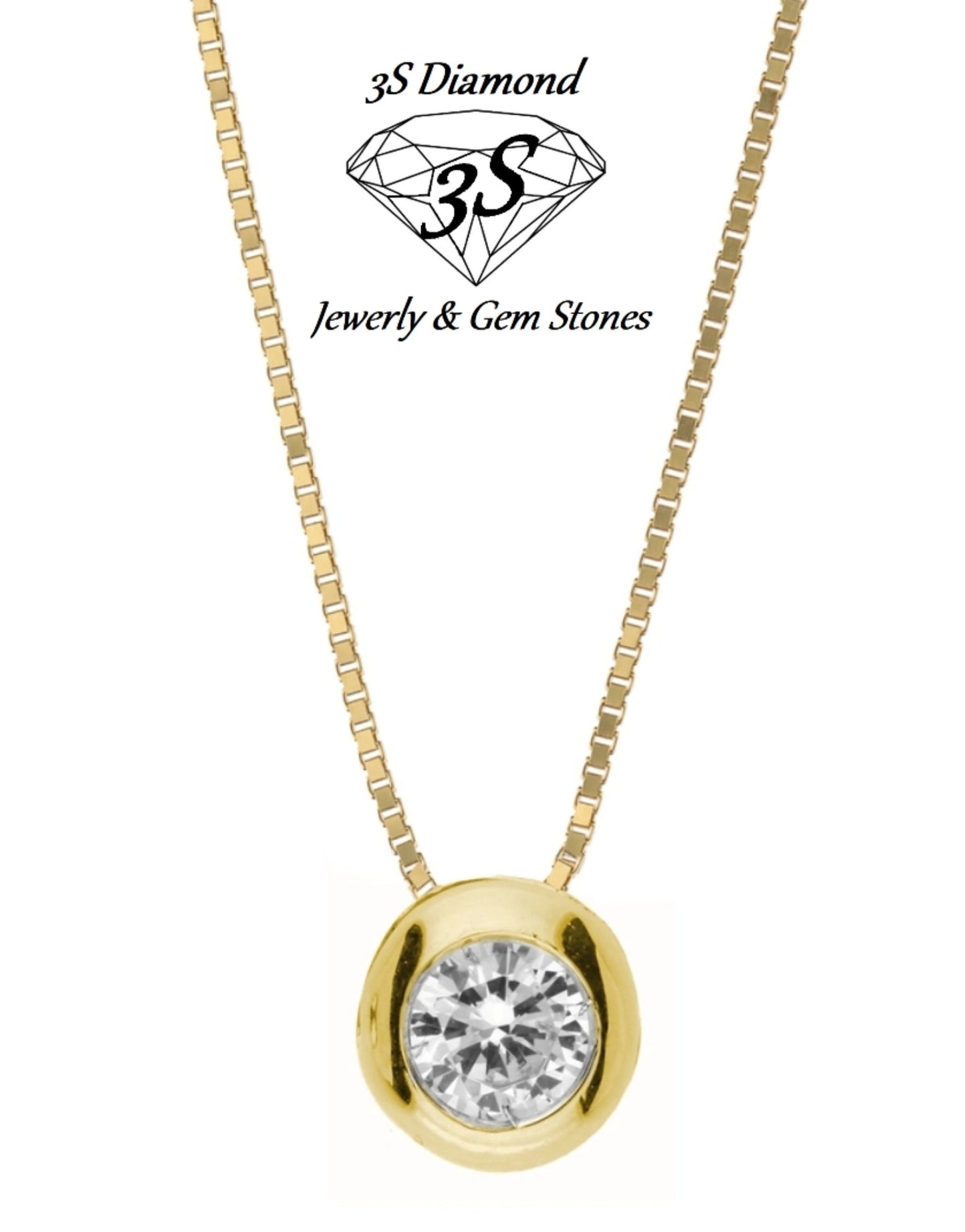 ciondolo punto luce a cipollina in oro giallo 18k e diamante naturale  0,30 ct
