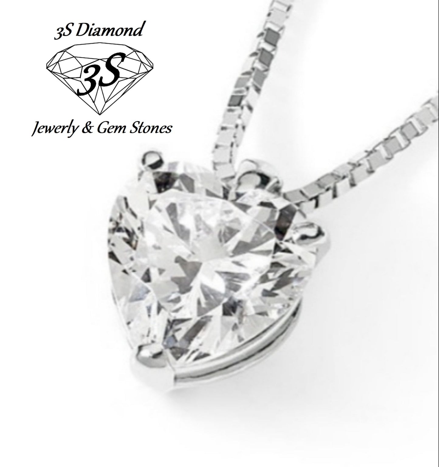 ciondolo punto  luce in oro bianco 18k e diamante naturale Taglio cuore 0,15ct