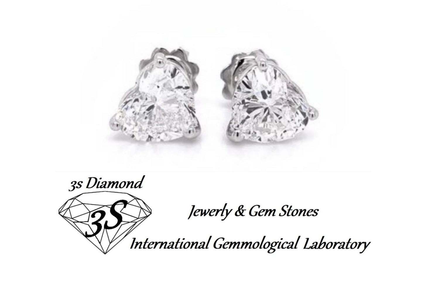 orecchini punto luce in  oro bianco 18k e 2 diamanti naturali taglio cuore 1,00 ct
