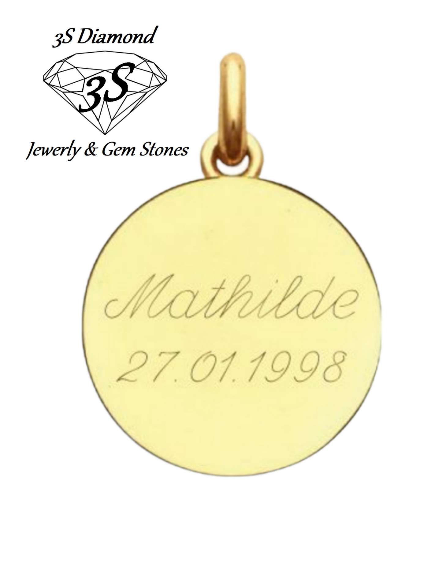 pendente personalizzato oro 18k  rotondo 2cm